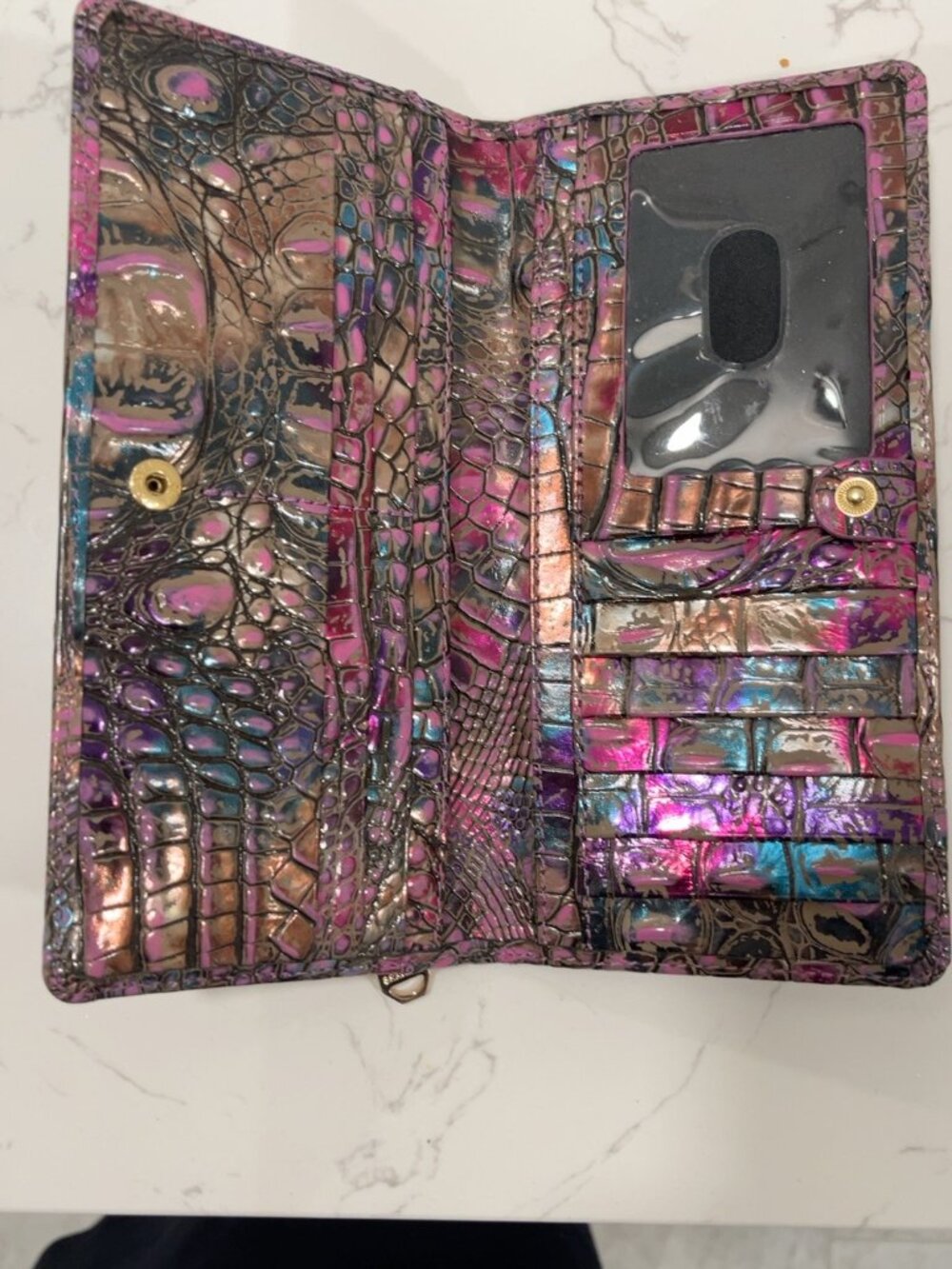Brahmin Veronica Spotlight Melbourne Multicolor Croc Leather Wallet - Picture 2 of 3